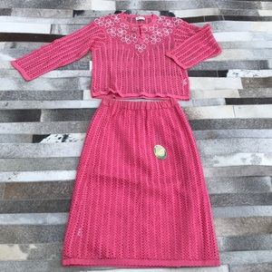 Vintage Miramar hand crocheted top/skirt set Sz S
